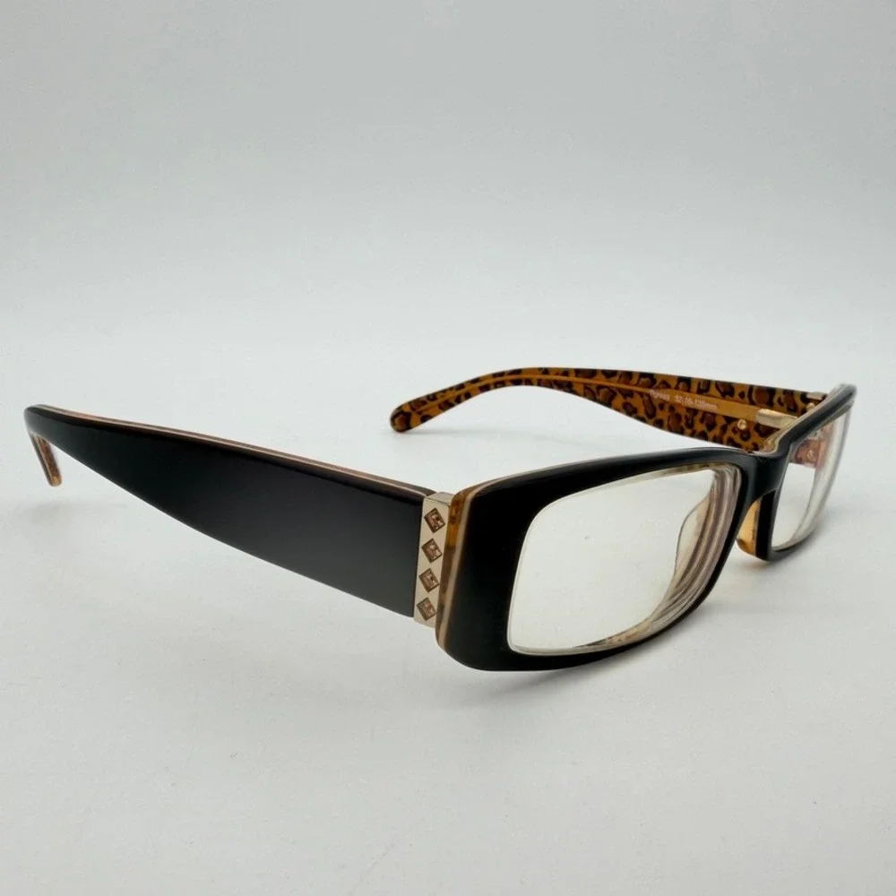 bebe Bedazzled Tigress Leopard‎ Print Y2K Eyeglass Frames 52-16